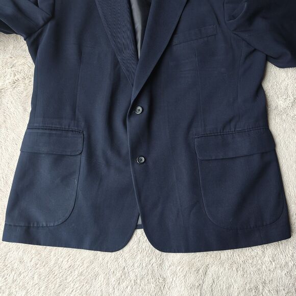 LL Bean Traveler Blazer Men's 44R Navy Blue Two Button Micro Polyester - Picture 3 of 12
